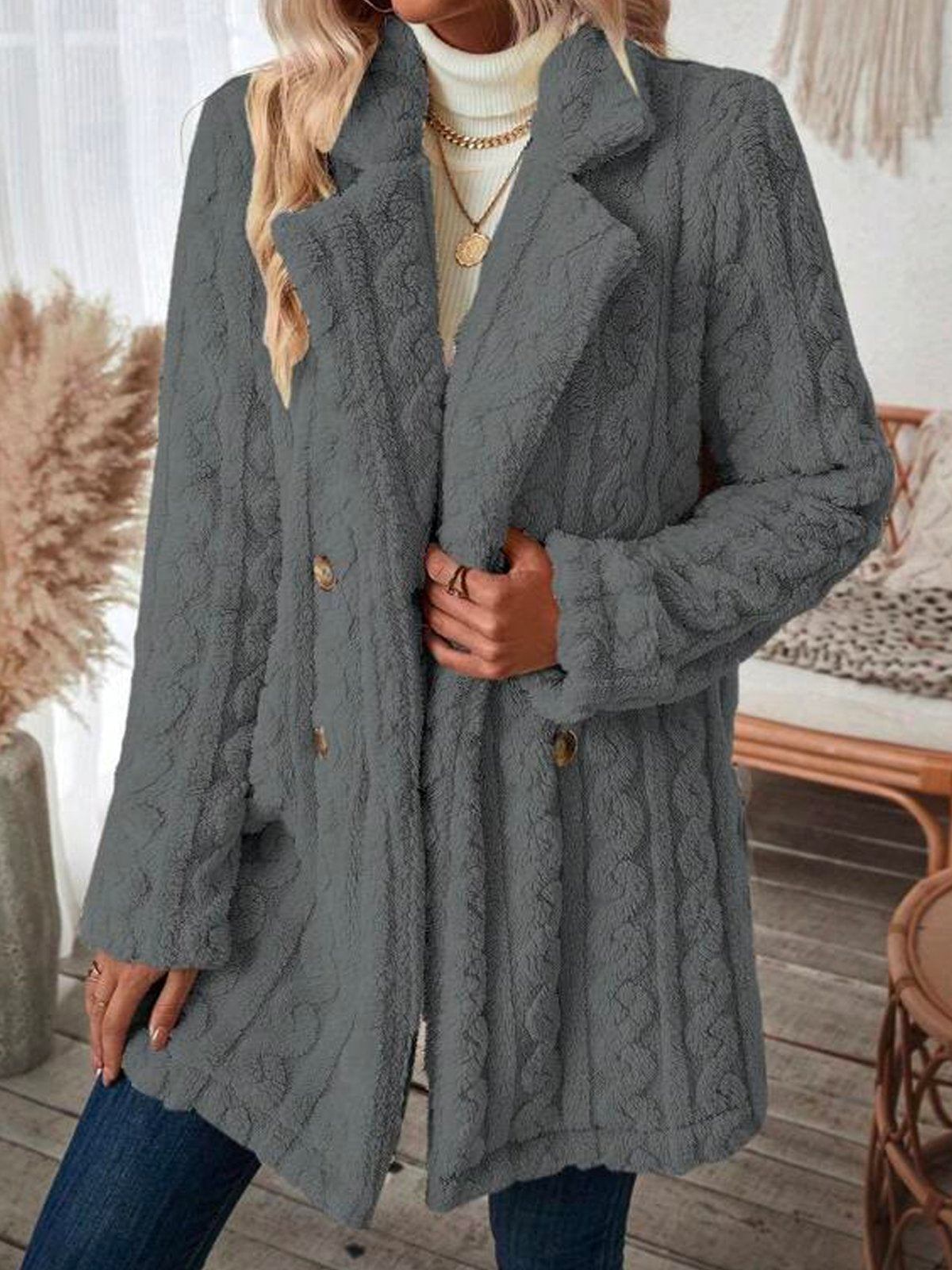 EP | Manteau d'hiver en flanelle à double boutonnage