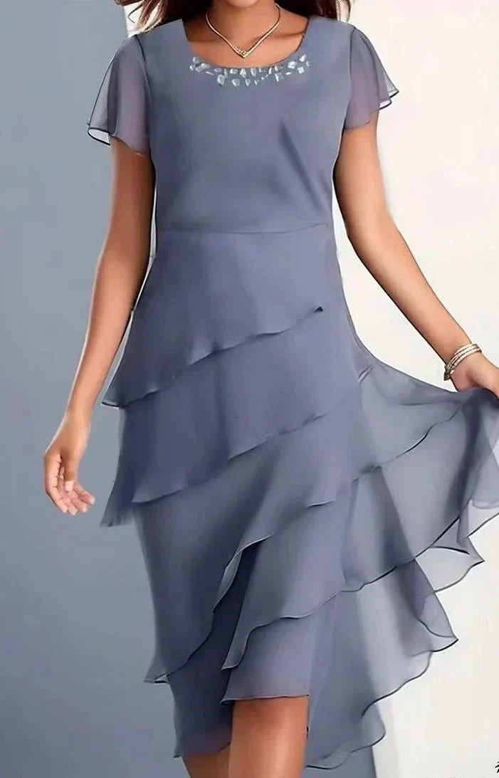 ND | Robe midi en mousseline de soie à superpositions