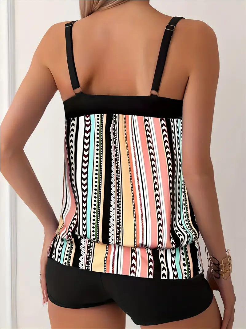 ND | Tankini rayé imprimé