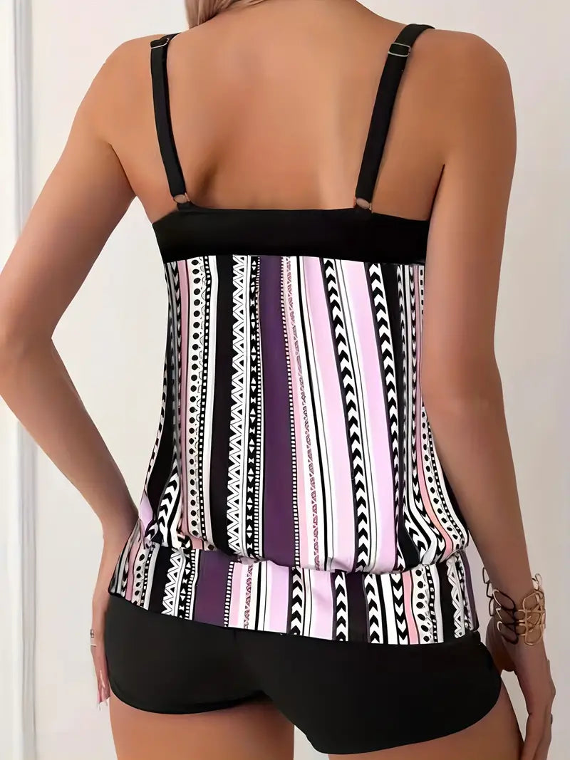 ND | Tankini rayé imprimé