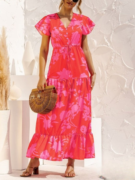EP | Robe longue à imprimé floral et décolleté en V