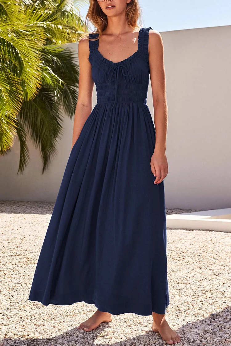 EP | Robe midi avec décolleté en V et noeud