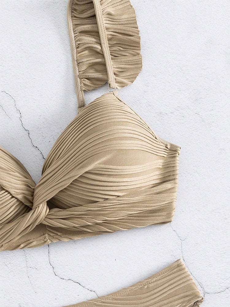 EP | Women's Solid Color Ruffled Bikini en 2 couleurs S-XL
