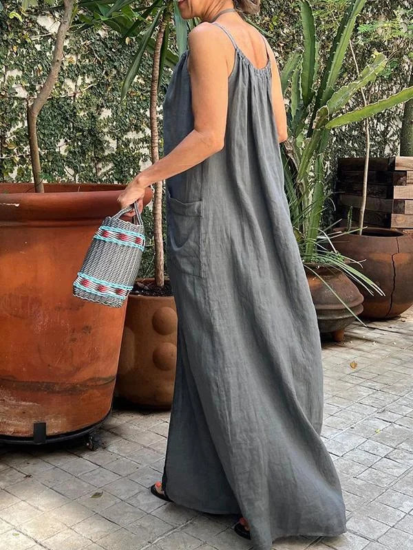 EP | Robe longue pour femme avec poche et décolleté en V