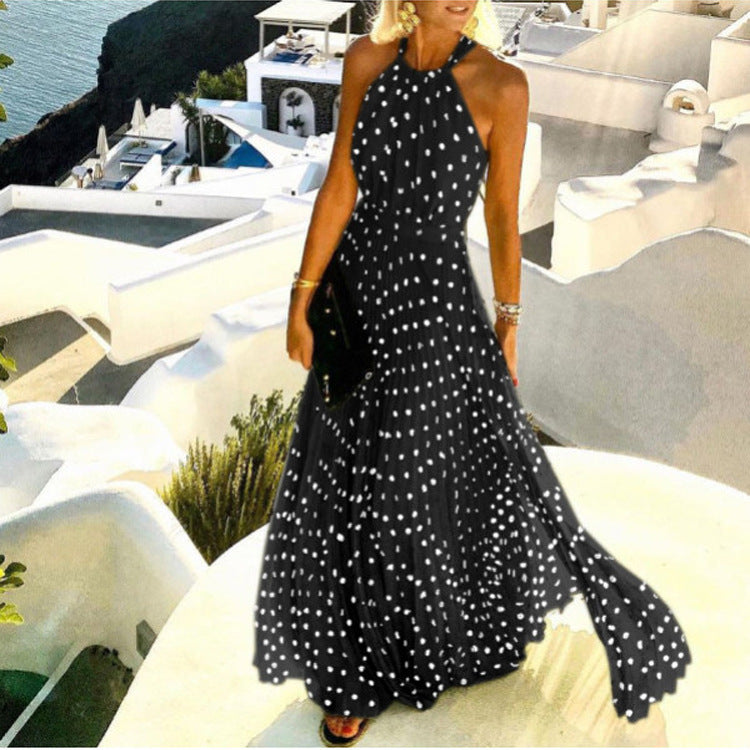 EP | Longue robe de plage avec col moderne, estivale, sans manches