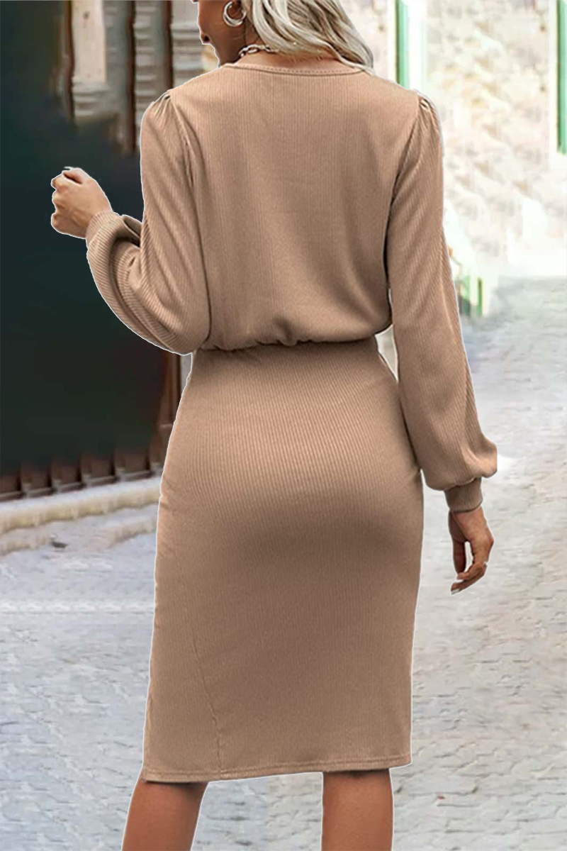 EP | Robes jupes simples à la mode avec décolleté en O et jupe à un seul niveau
