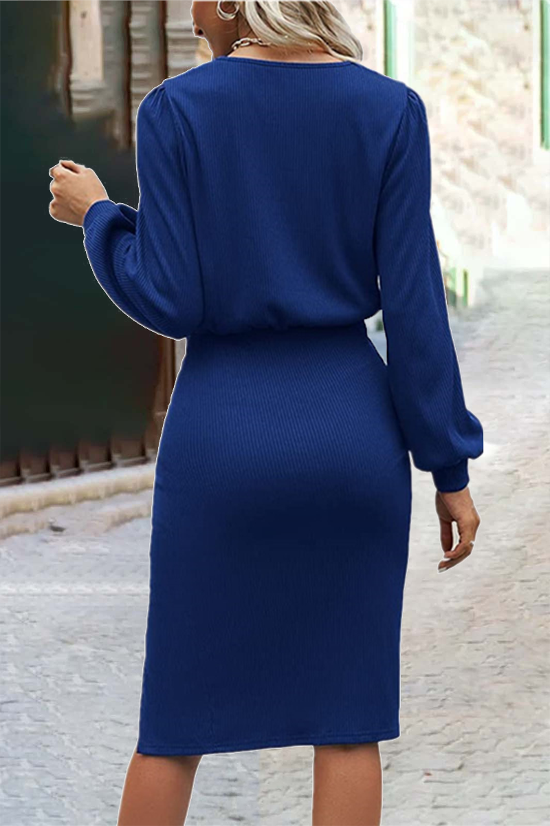 EP | Robes jupes simples à la mode avec décolleté en O et jupe à un seul niveau