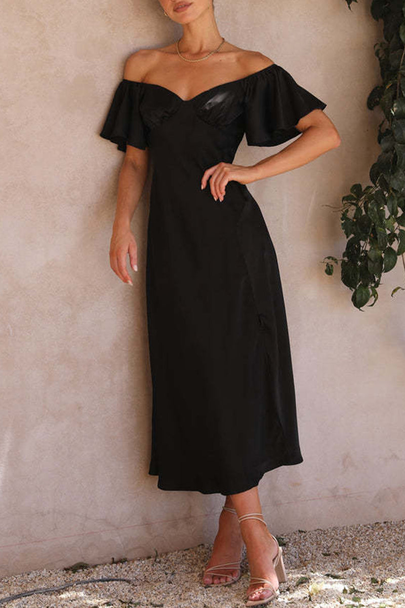 EP | Robe midi en satin à motif bardot