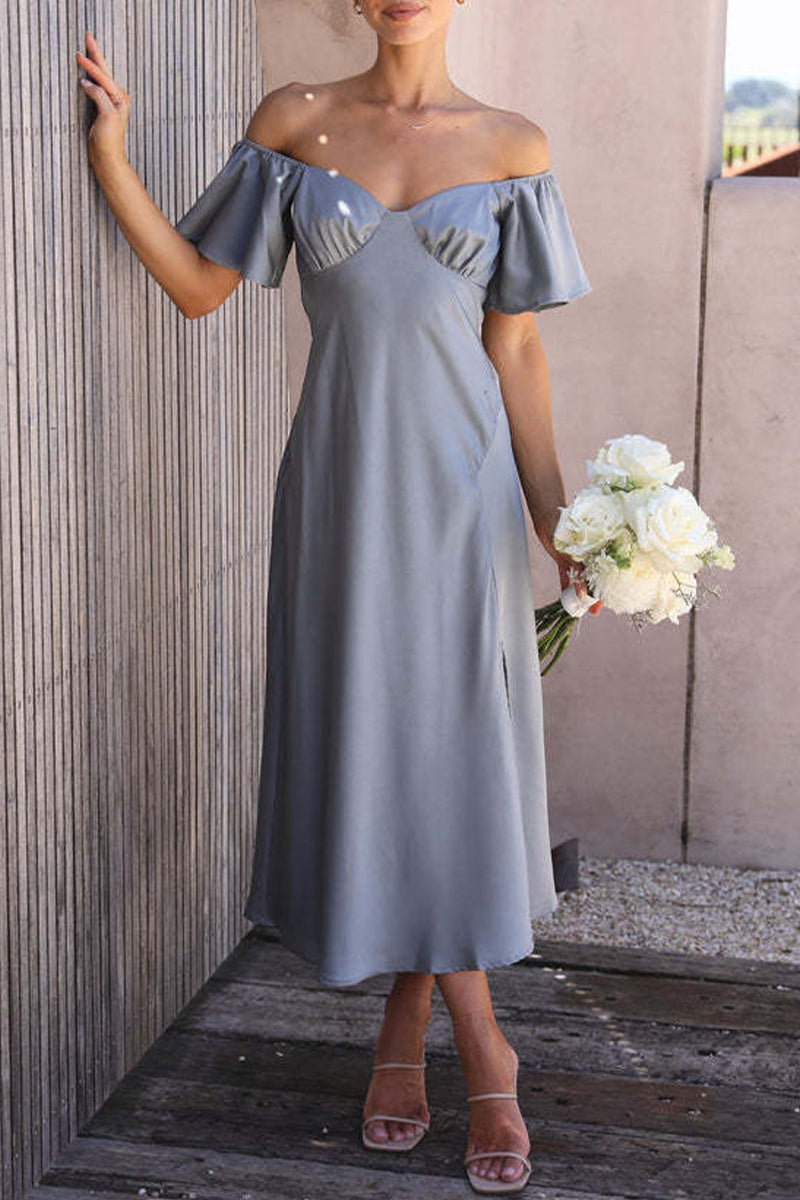 EP | Robe midi en satin à motif bardot