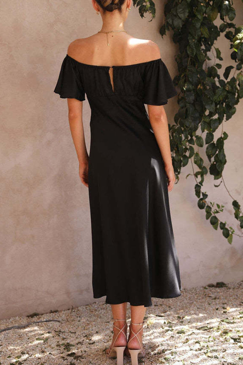 EP | Robe midi en satin à motif bardot