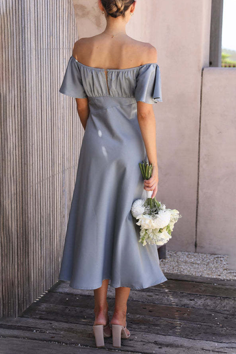 EP | Robe midi en satin à motif bardot
