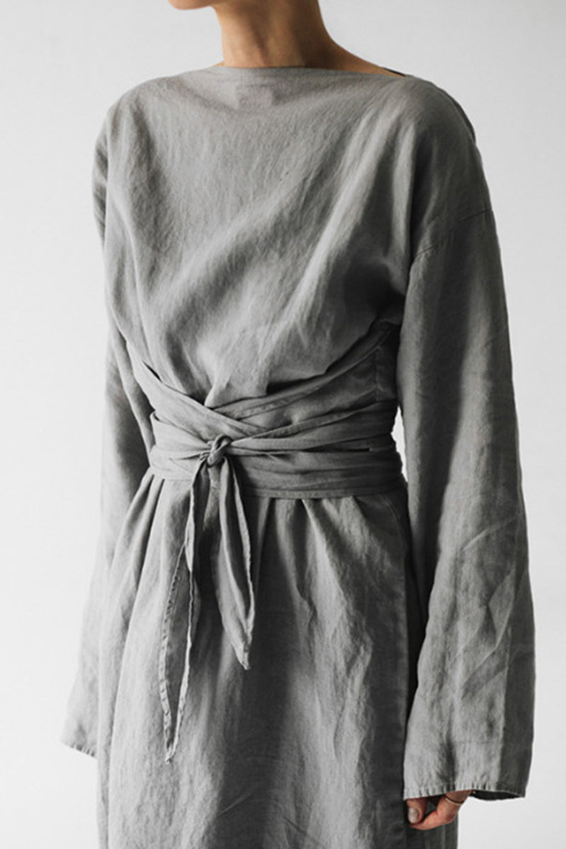 EP | Robe midi en lin avec ceinture