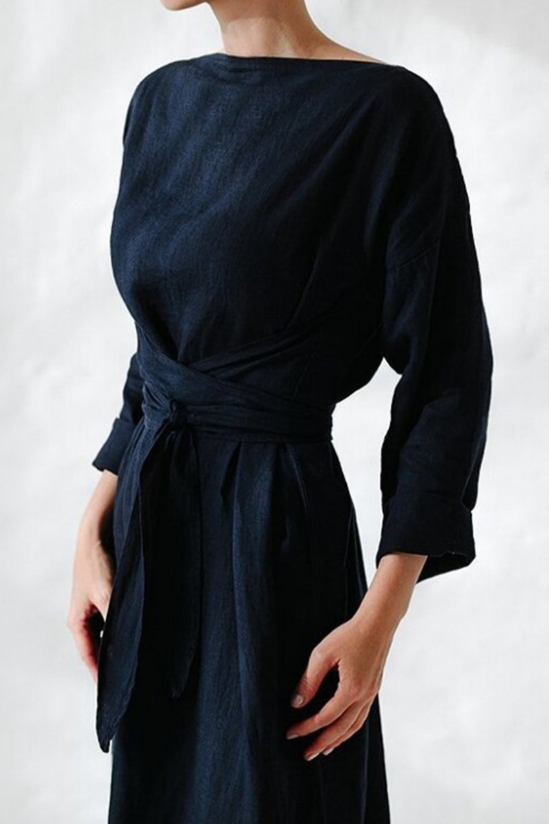 EP | Robe midi en lin avec ceinture