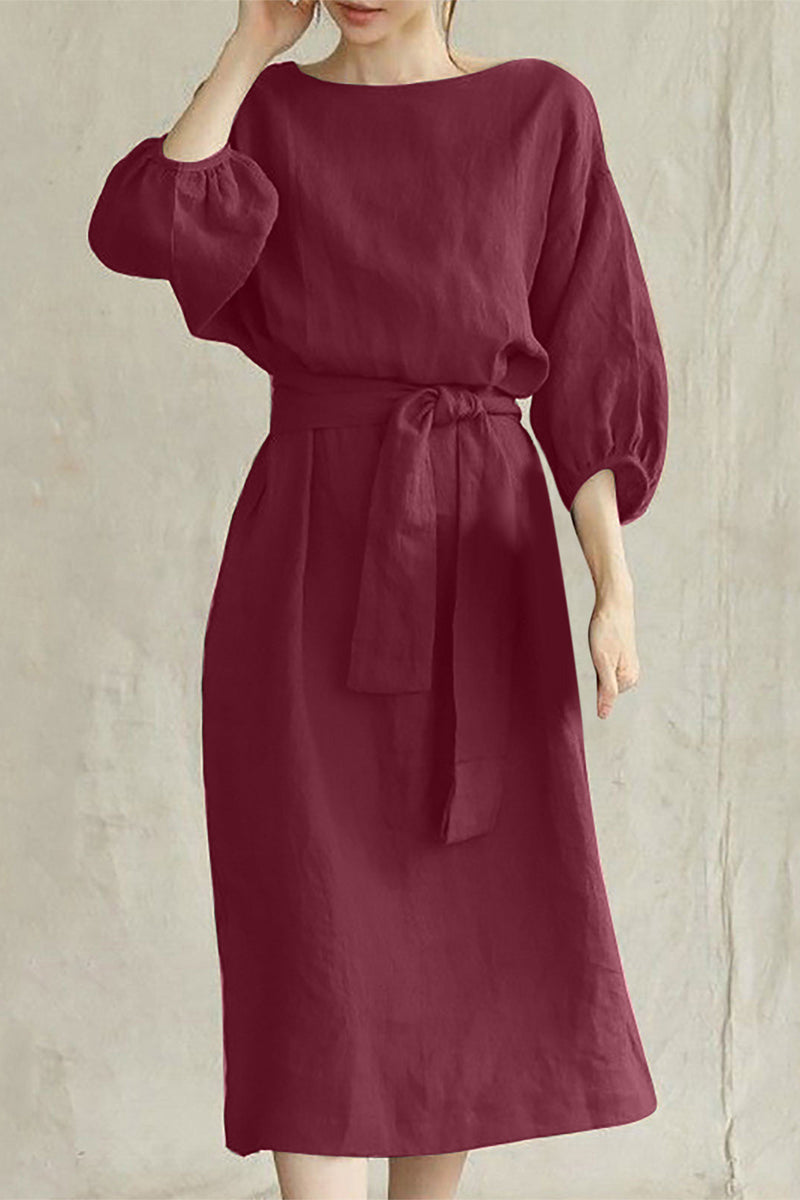 EP | Robe midi en lin avec ceinture