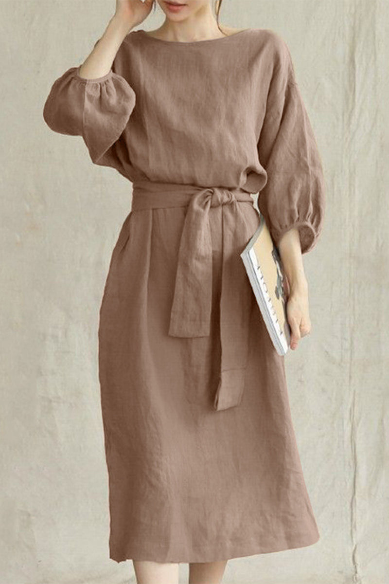 EP | Robe midi en lin avec ceinture
