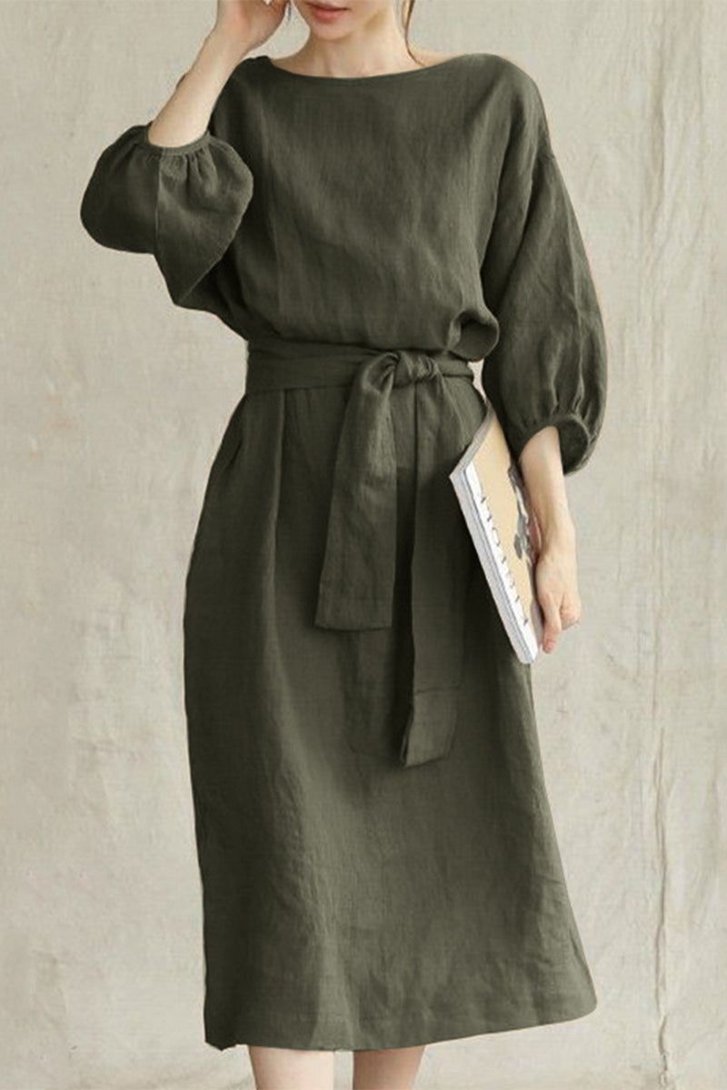 EP | Robe midi en lin avec ceinture