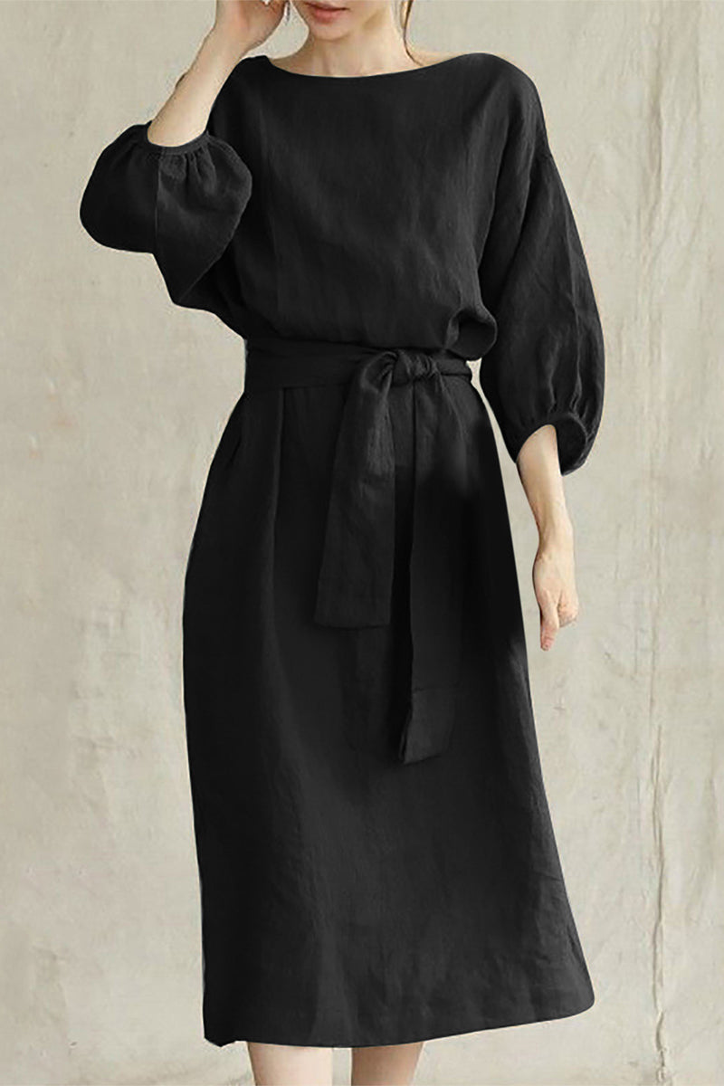 EP | Robe midi en lin avec ceinture