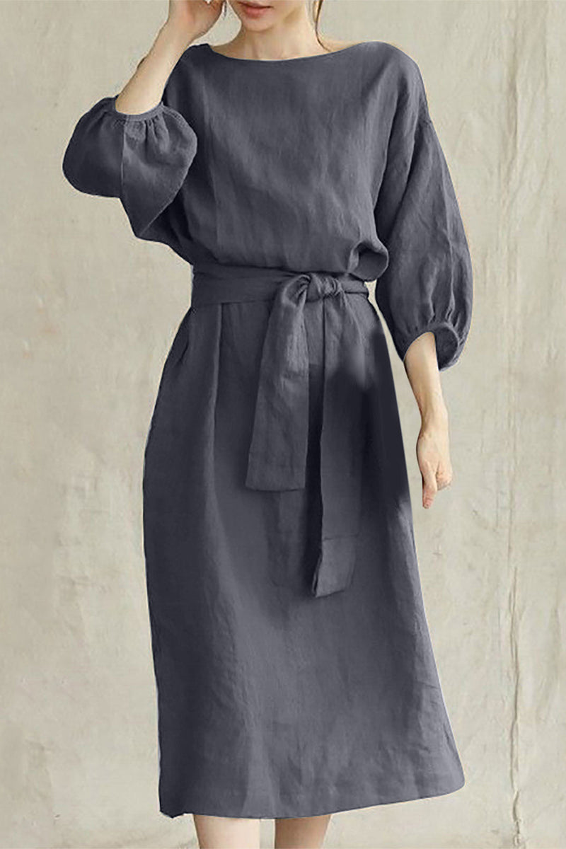 EP | Robe midi en lin avec ceinture