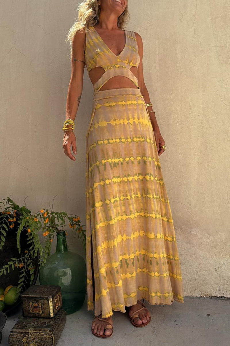EP | Robe tie-dye stretch Eleanor avec décolleté et fente