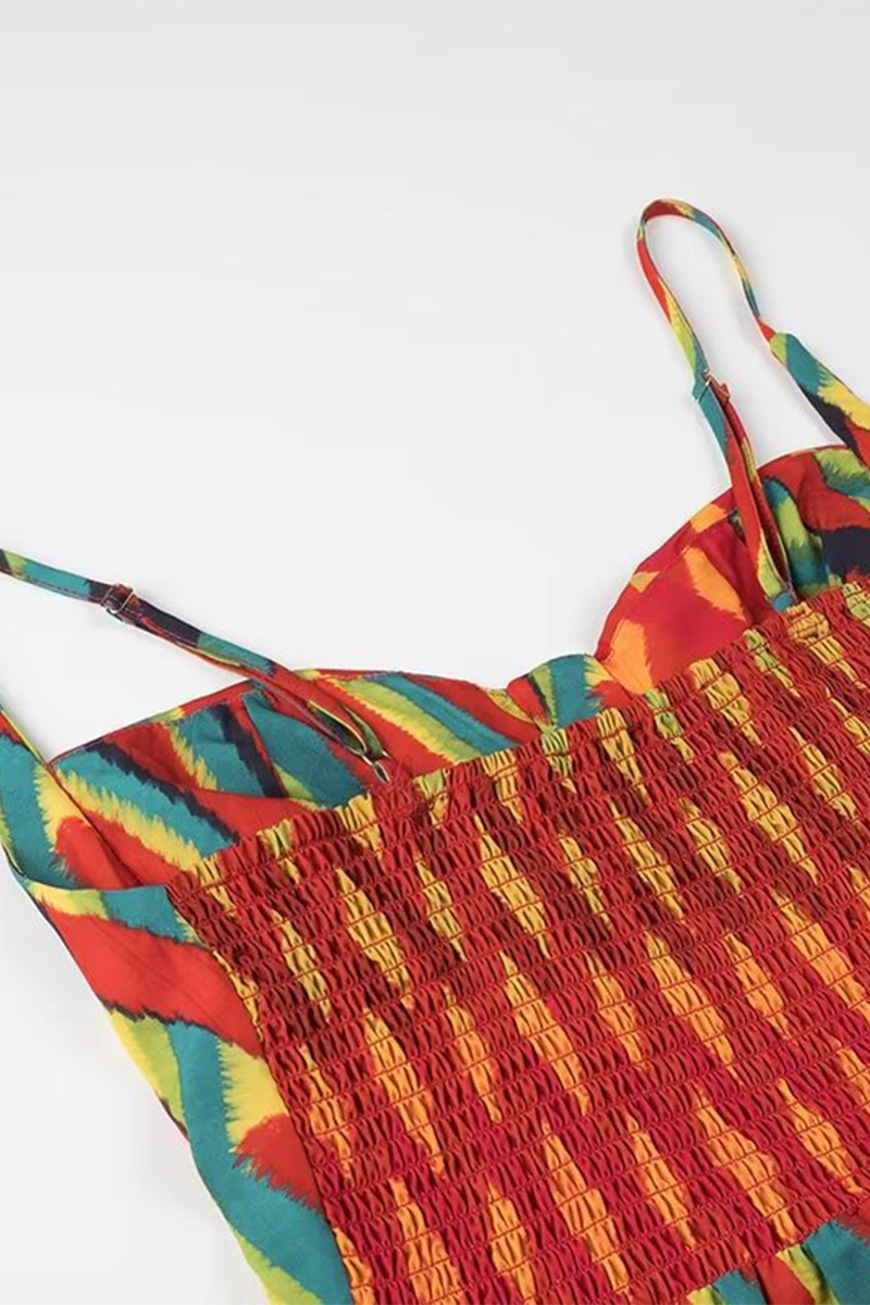EP | Elégantes robes sling avec contraste de patchwork rayé et décolleté en V