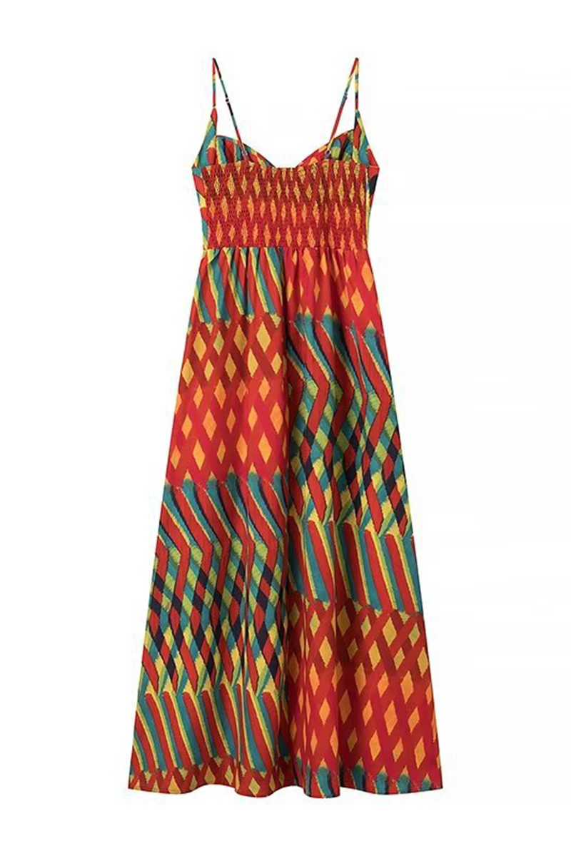 EP | Elégantes robes sling avec contraste de patchwork rayé et décolleté en V