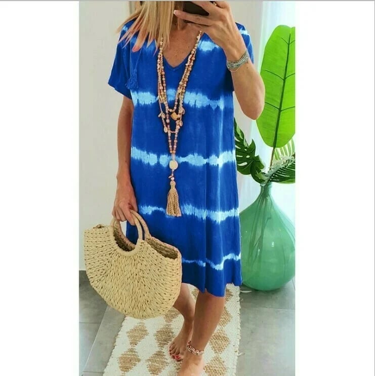 EP | robe chemise rayée tie-dye à manches courtes et coupe ample