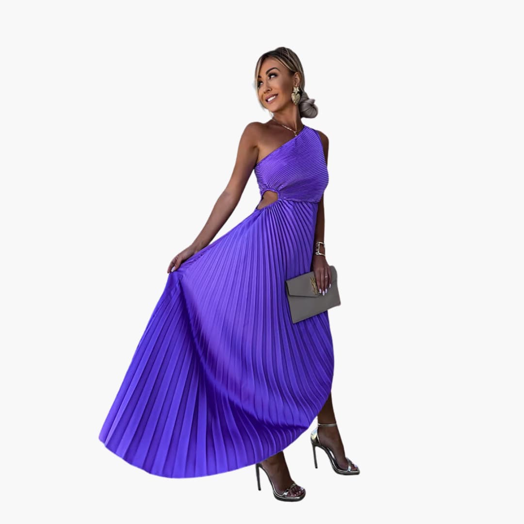 EP | Robe midi pour femme avec une épaule et un ourlet asymétrique