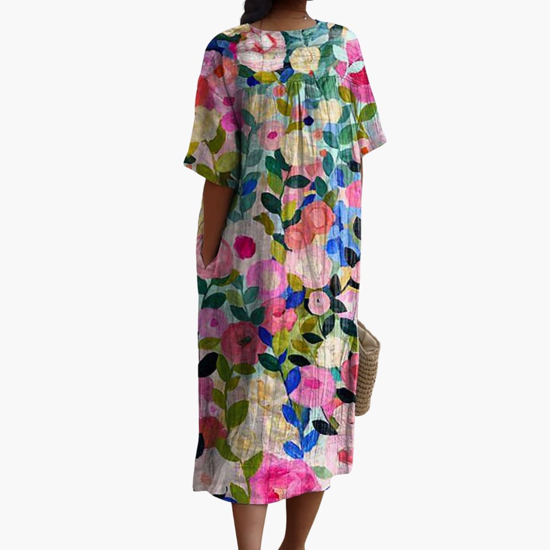 EP | femmes manches courtes robe midi pour le printemps été porter
