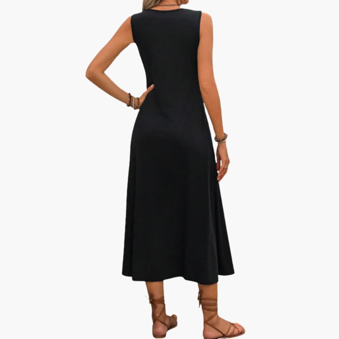 EP | Robe midi sans manches pour femme avec broderie florale
