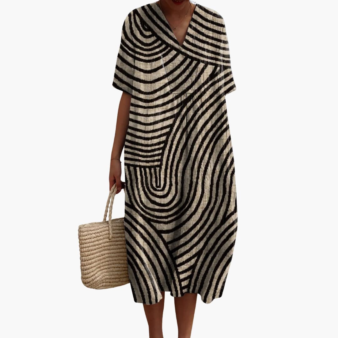 EP | Robe midi à manches courtes pour femme avec motif graphique