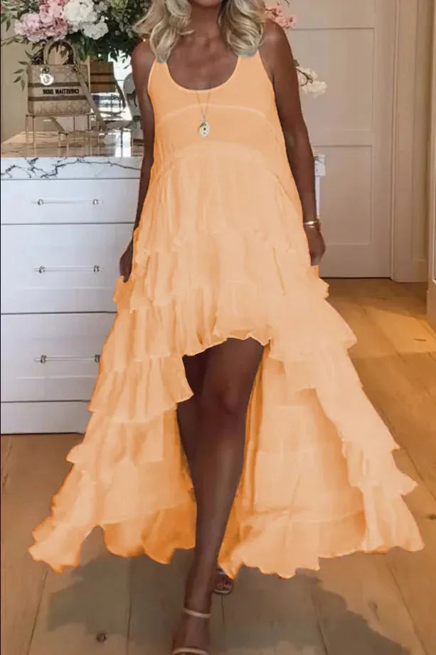 EP | Belle robe femme courte devant et longue derrière avec volants