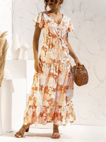 EP | Robe longue à imprimé floral et décolleté en V