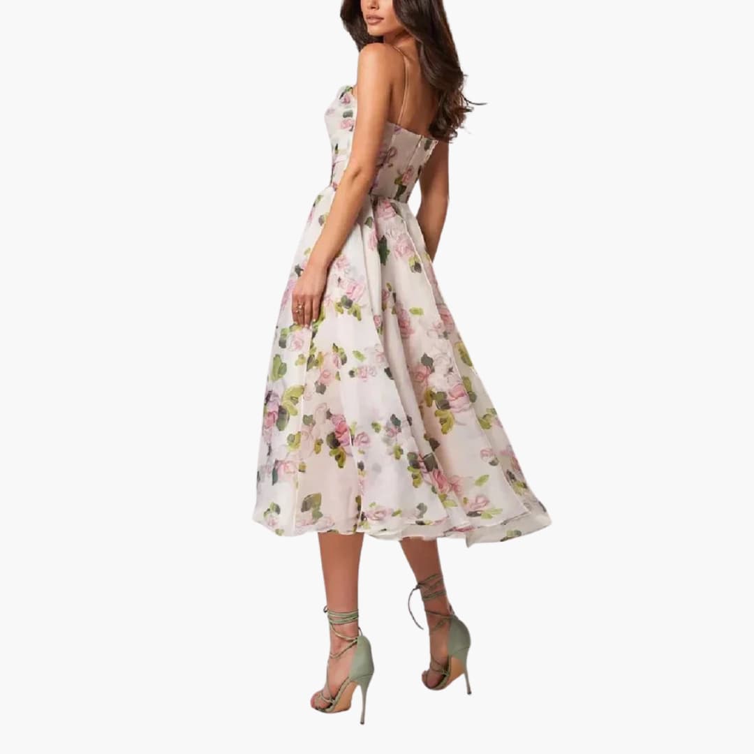 EP | Robe midi femme A-ligne avec imprimé floral et bretelles spaghetti