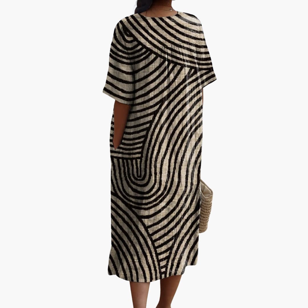 EP | Robe midi à manches courtes pour femme avec motif graphique