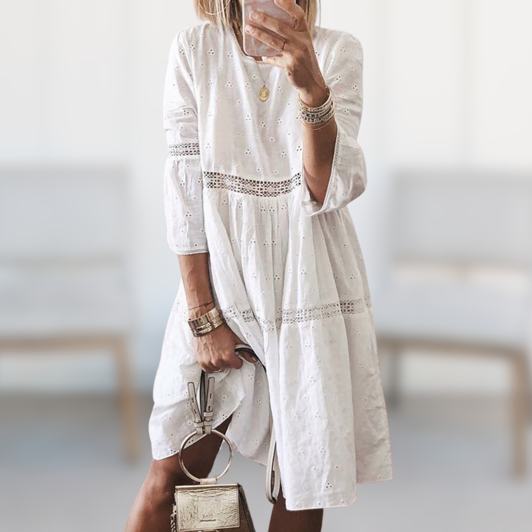 EP | Robe midi à manches longues | Robe blanche midi | Robes midi pour femmes