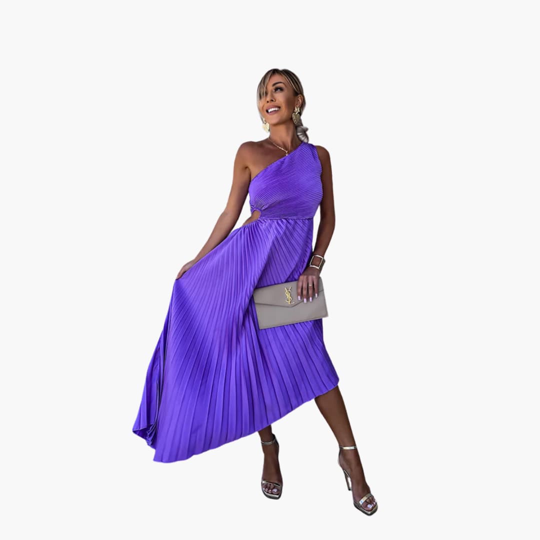 EP | Robe midi pour femme avec une épaule et un ourlet asymétrique