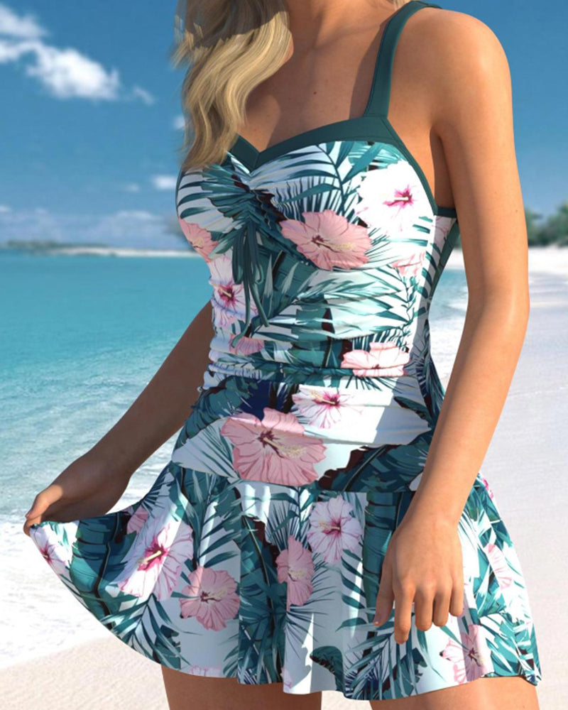 ND | Maillot de bain tropical avec jupe à fleurs