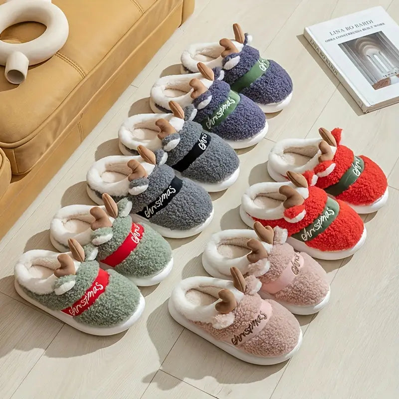 EP | FestiveHoofs™ Chaussons douillets en forme de rennes pour les fêtes de fin d'année