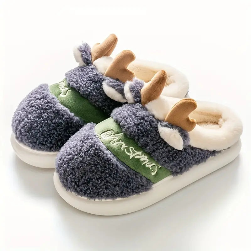 EP | FestiveHoofs™ Chaussons douillets en forme de rennes pour les fêtes de fin d'année