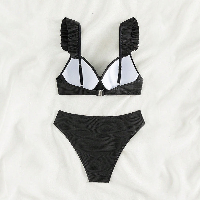EP | Women's Solid Color Ruffled Bikini en 2 couleurs S-XL