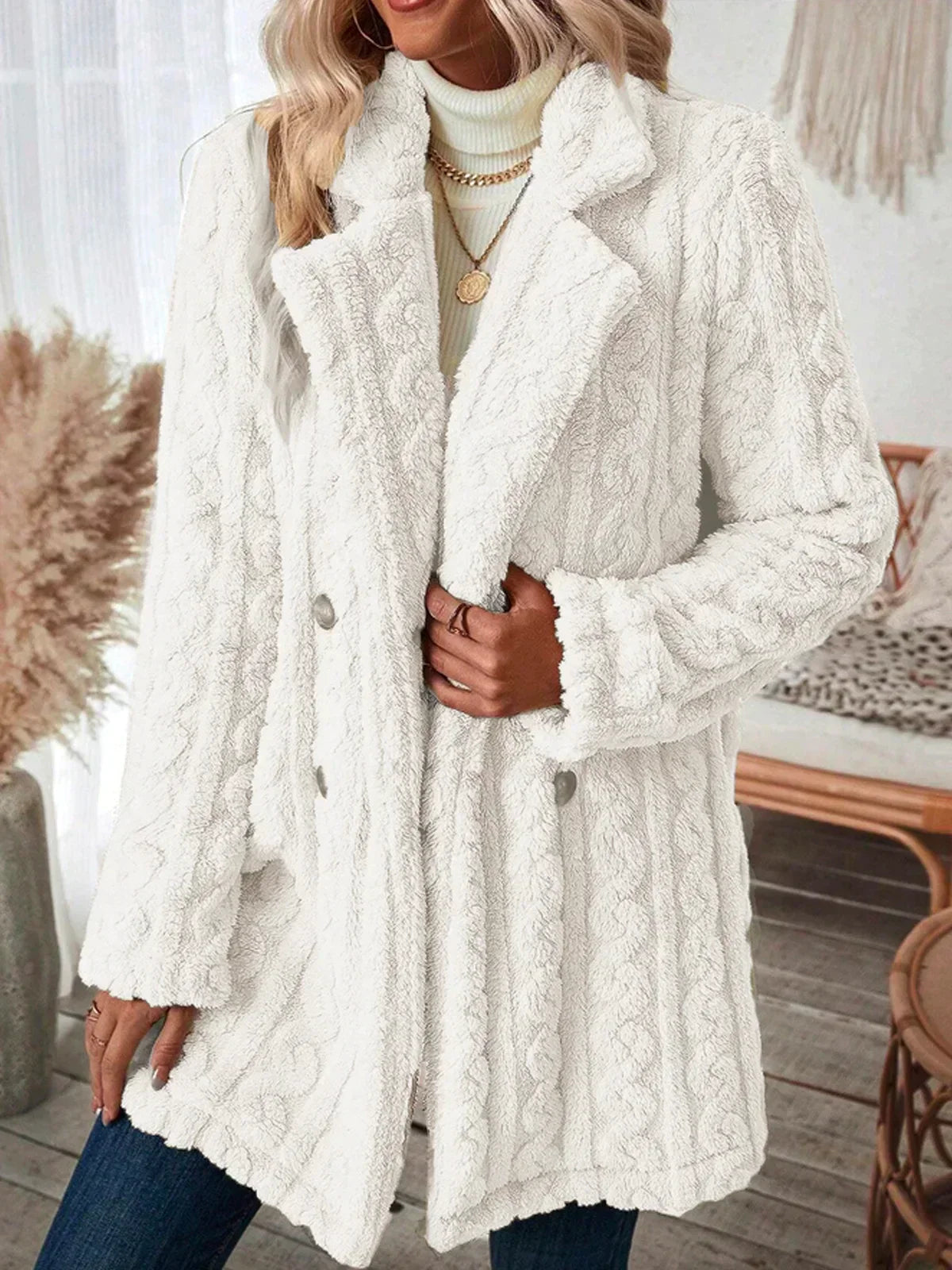EP | Manteau d'hiver en flanelle à double boutonnage