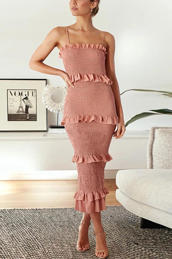 EP | Robe midi smockée à volants