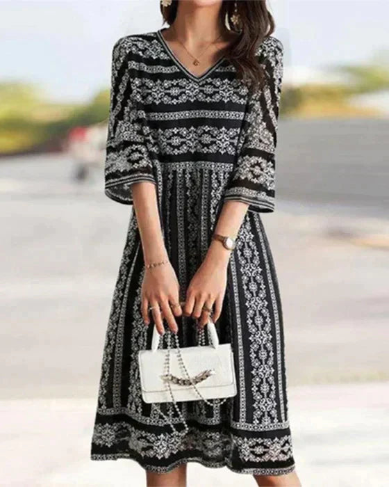 ND | Robe midi imprimée avec décolleté en V