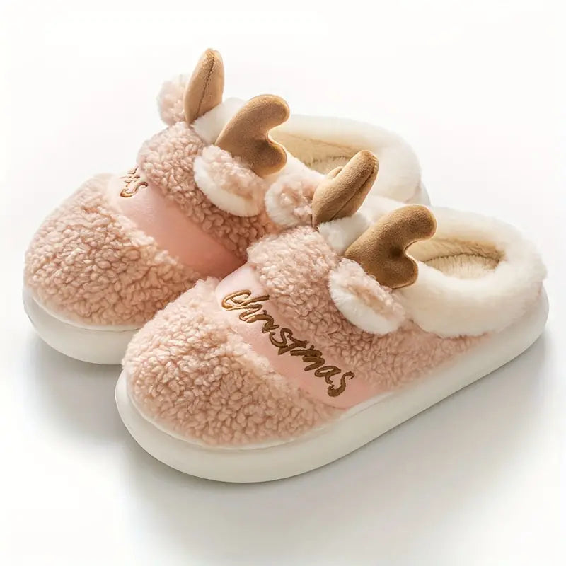 EP | FestiveHoofs™ Chaussons douillets en forme de rennes pour les fêtes de fin d'année