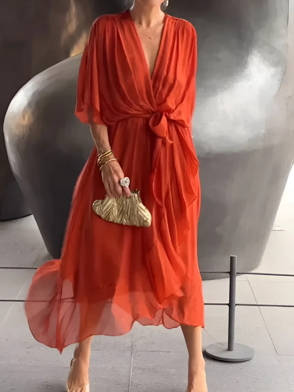 EP | Robe midi intemporelle en optique cache-cœur