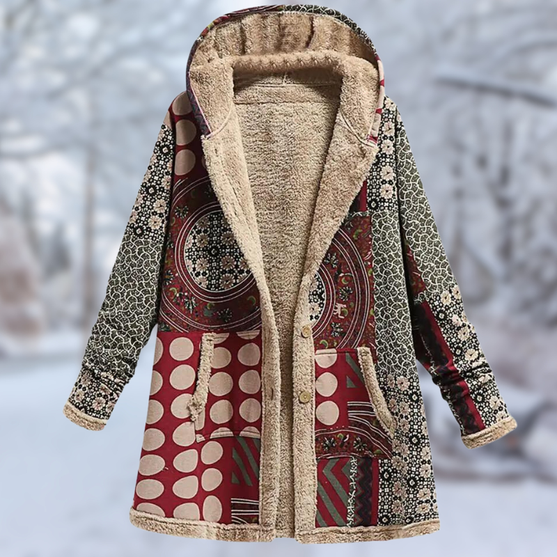 EP | Manteau d'hiver stylé avec capuche et imprimé