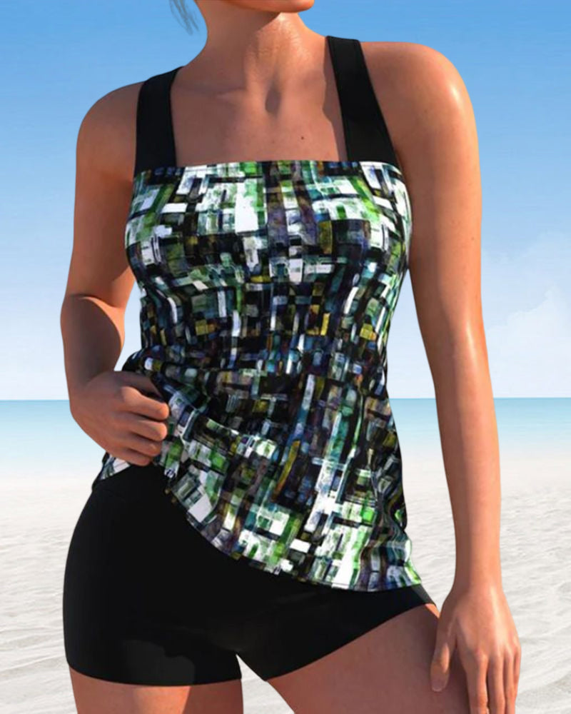 ND | Maillot de bain tankini imprimé avec encolure carrée