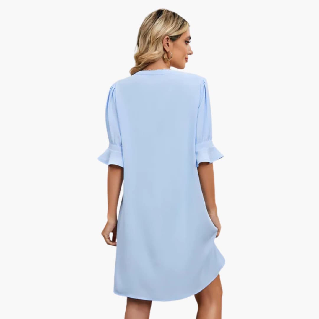 EP | Robe midi d'été pour femme avec décolleté en V et demi-manches