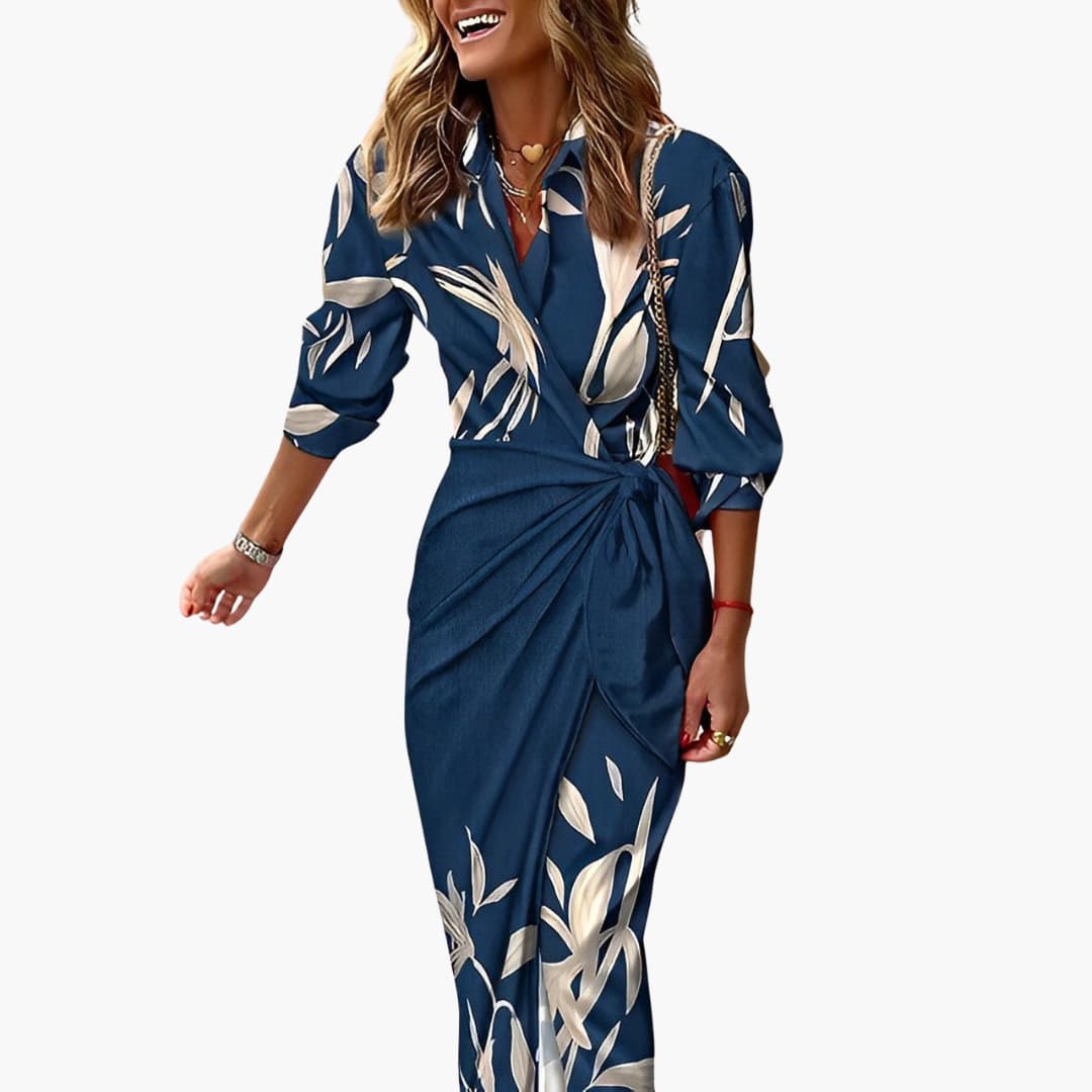 EP | Robe midi d'été pour femme avec nœud sur le côté et imprimé à rayures