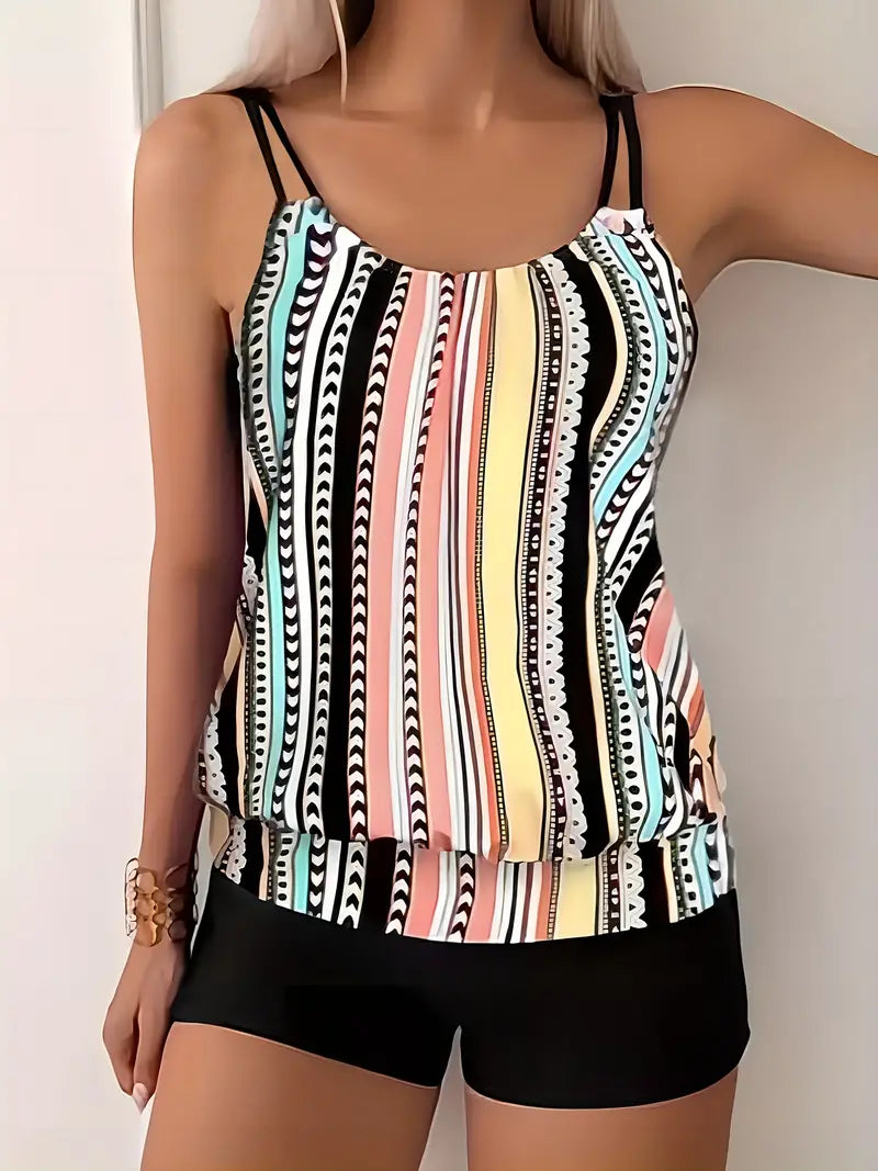 ND | Tankini rayé imprimé